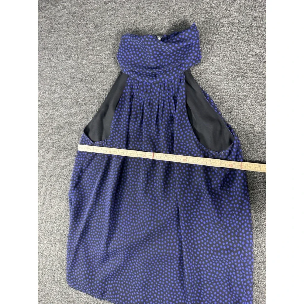 Michael Kors Halter Tank Top Black & Purple Spotted Shirt Zip Back‎ Medium